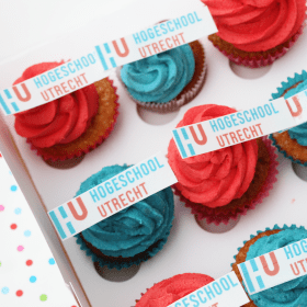 Cupcakes met logo Hogeschool Utrecht