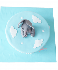 Babyshower taart olifantje sterren en wolken 8 personen